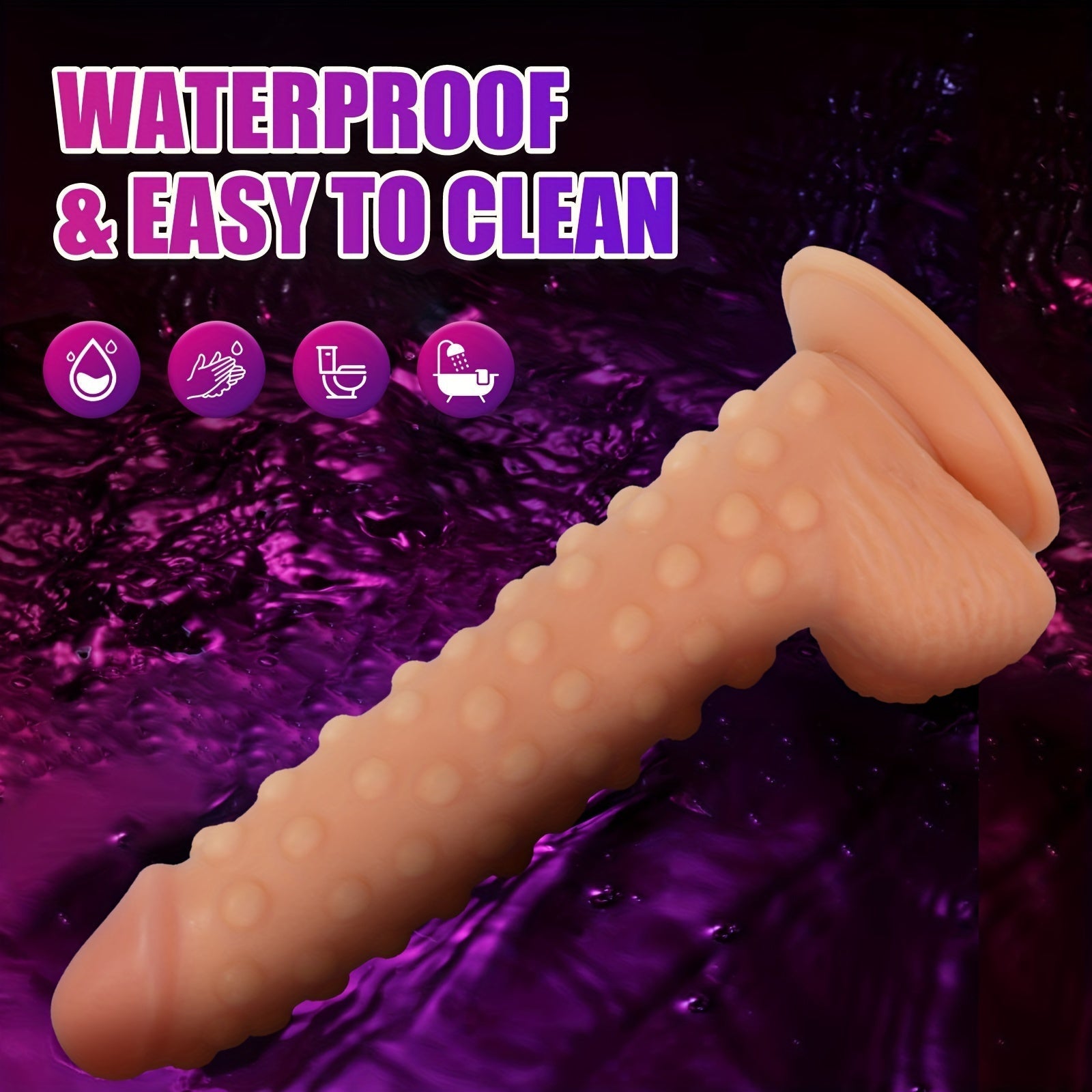 9.44 Realistic Dildo with Large Beads - Waterproof. Latex-Free. Suction Cup for Hands-Free Play. G-Spot & Anal Stimulation Sex Toy for Women and Couples