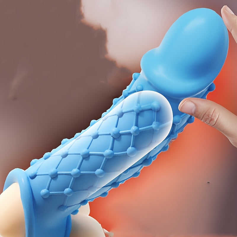 Blue Purple White Large TPE Material Wolf Tooth Mesh Simulation Penis Cover Penis Sleeve