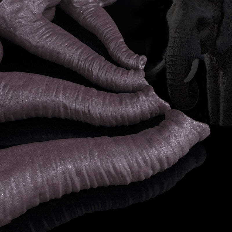 12in Realistic Elephant Shape Soft Silicone Dildo Big Penis Double Suction Self-stimulation Masturbation Lesbian Anal Sex Toy