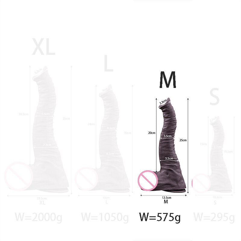 12in Realistic Elephant Shape Soft Silicone Dildo Big Penis Double Suction Self-stimulation Masturbation Lesbian Anal Sex Toy