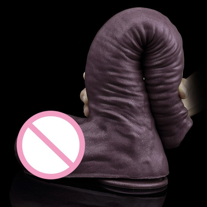 12in Realistic Elephant Shape Soft Silicone Dildo Big Penis Double Suction Self-stimulation Masturbation Lesbian Anal Sex Toy