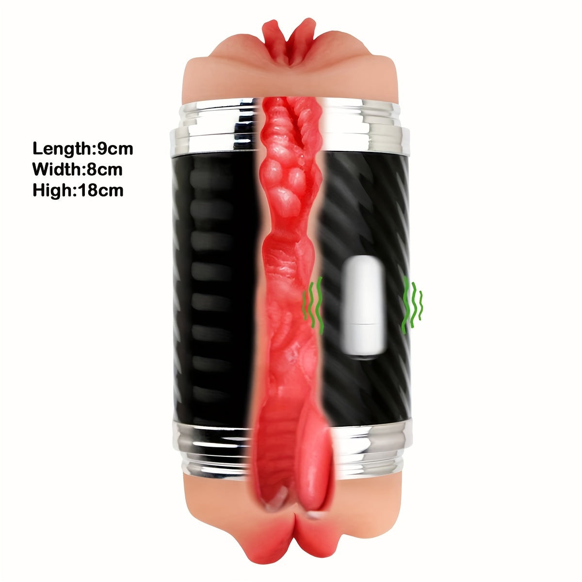 2 In1 Male Masturbators With Vibration Modes Stimulator Double-Side Pocket Pussy Toy Realistic Texture Male Masturbation Cup Silicone Hand Free Stroker Sex Toy