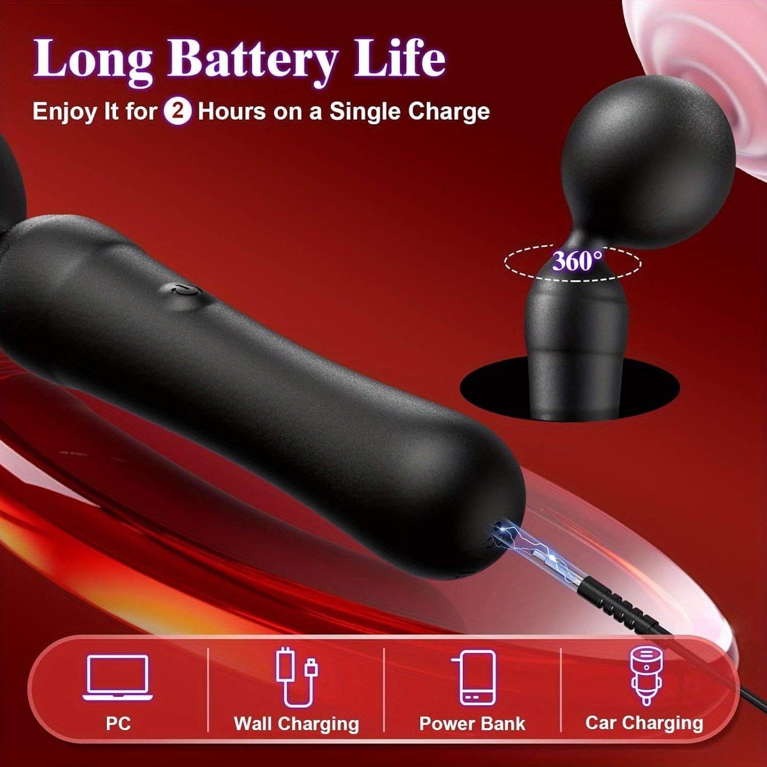 AV Wand Vibrator Handheld Magic Cordless Massager. Full Silicone Waterproof Vibrator Women Sex Toys for Clitoral Nipple Massage. Rechargeable Quiet Powerful Adult Sex Toys & Games for Couple Pleasure