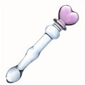 Sophisticated Elegant Pink Heart-Embellished Glass Stirring Rod - Female Sex Toys Anal Toys