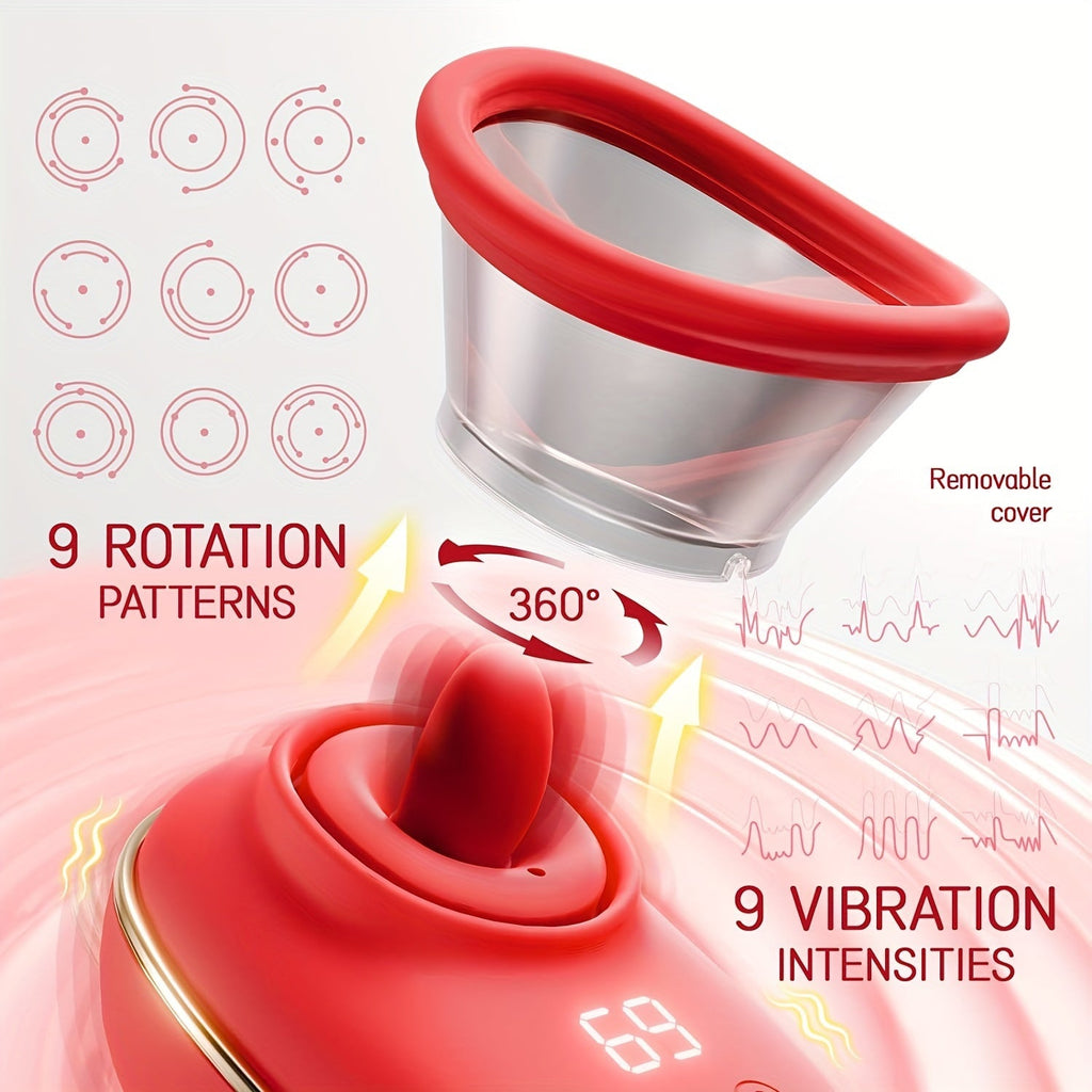 Rose Massager 9 Frequency Vibration. 9 Frequency Tongue Licking. 3 Frequency Sucking. Adult Female Masturbation Sex Toy