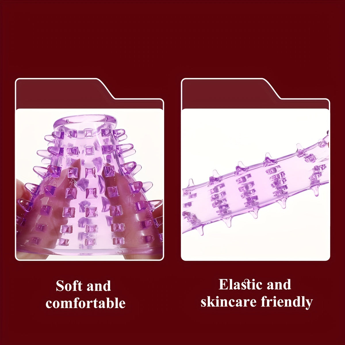 2.72inch Purple Penis Sleeve. Waterproof And Skin-friendly TPE Material. Prickly Texture Design. Physical Sensitivity Reduction. Enhance Erect. Delay Ejaculation Lasting Ring. Sex Toys For Men Or Couples