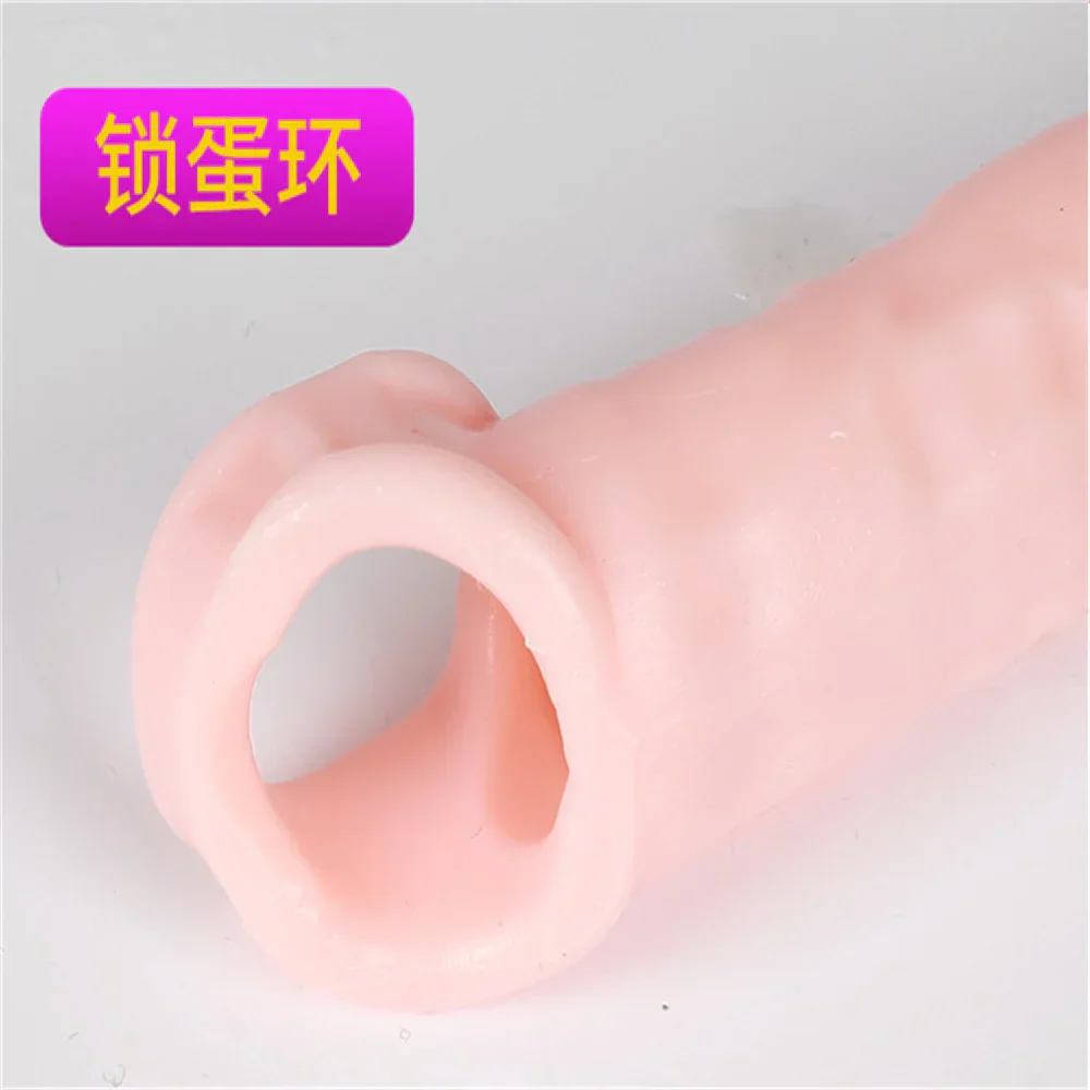 25CM Large Penis Extension Sleeve Reusable Soft and Stretchable Delayed Ejaculation Condoms Male Dildo Extender Male Sex Toys