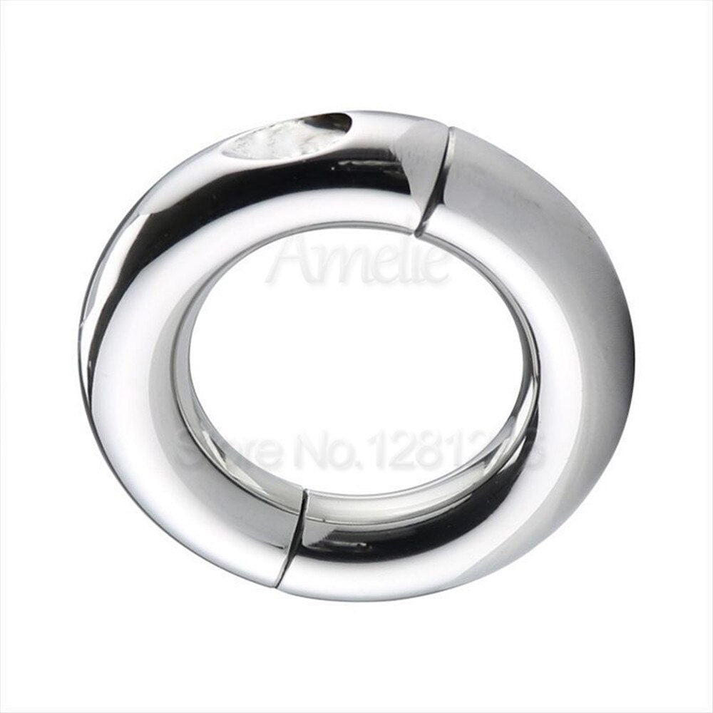 28-50mm Stainless Steel Penis Ring Scrotum Pendant Ball Stretcher Penis Enhancer Restraint Metal Cock Ring Sex Aid Toys for Men