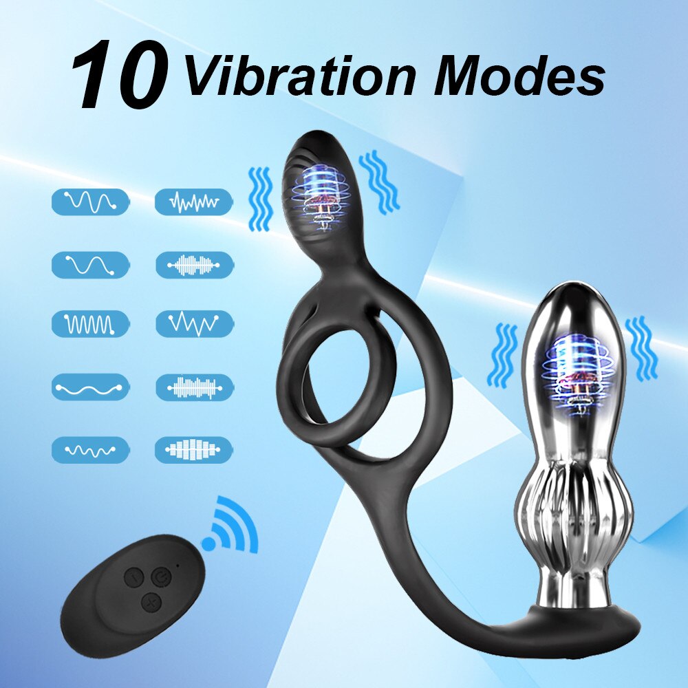 Vibrating penis ring prostate massager for gay couples sex toys penis