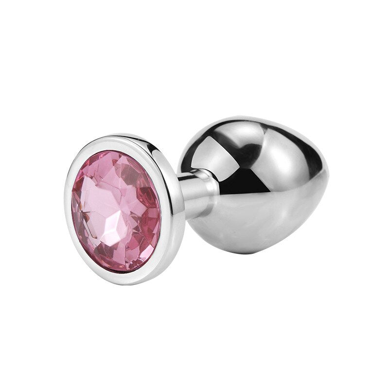 3 Different Size S/M/L Metal Anal Plug with Crystal Jewelry Smooth Prostate Massage Butt Silicone Plug Anal Sex Toys for Woman