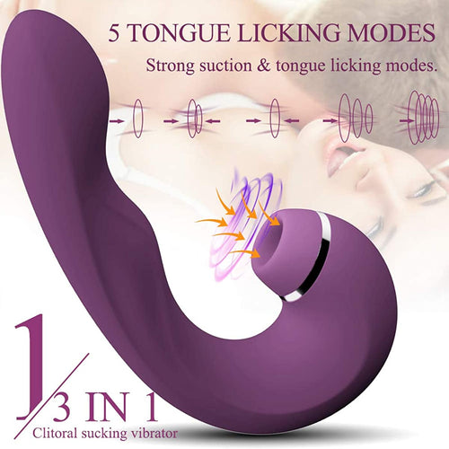 3-in-1 ดูดเร้าใจ Vibrator ที่มีประสิทธิภาพ Clitoral กระตุ้นช่องคลอดเซ็กซ์ทอยสำหรับสตรี