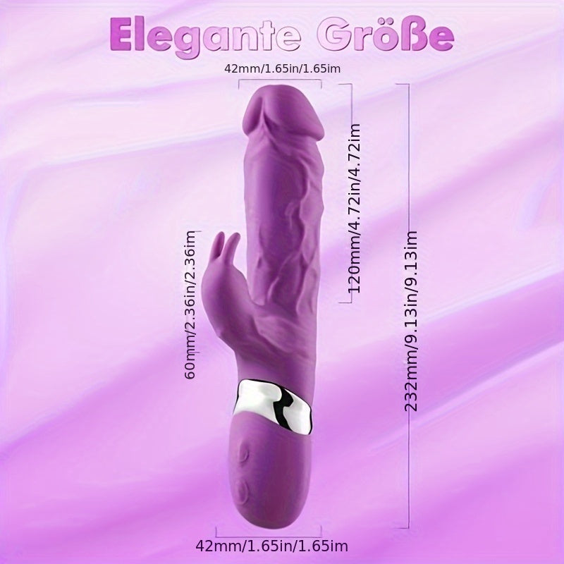 Realistic Rabbit Silicone Vibrator with 10 Powerful Vibration Modes - G-spot Stimulation. Clitoral Massager. Rechargeable - Adult Toy for Couples