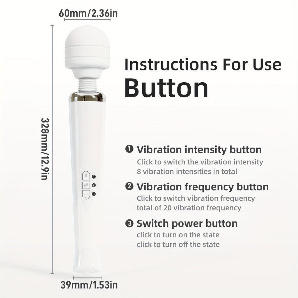 AV Vibrating Stick USB Rechargeable 20 Frequency Vibrating Massage Stick 12.9in Masturbation Stick Sex Toy For Men And Women