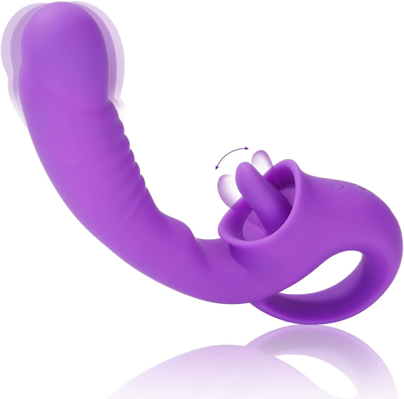 Clitoral G Spot Vibrator. Realistic Clitoralis Stimulator for Women with 10 Licking & Vibrating Modes. Strapless Strap-On Dildo for Multiple Stimulation. Adult Sex Toys