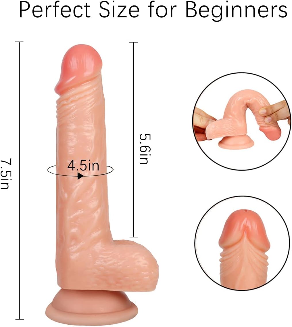 Strap On Dildo Harness for Pegging. Sex Harness with Realistic Anal Dildo Penis G-Spot Stimulator Sex Toys for Women Lesbian Couple. 7.5 Inch Silicone Dildo with Suction Cup Anal Sex Toys for Beginner
