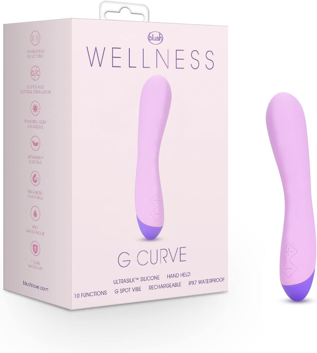 Blush Wellness Dual Sense - Innovative Touch Sensitive Ultra Soft Silicone Massage Wand - Target Sore Muscles- 10 Powerful Rumbly Vibration Functions On Both Ends of Massager - IPX7 Waterproof