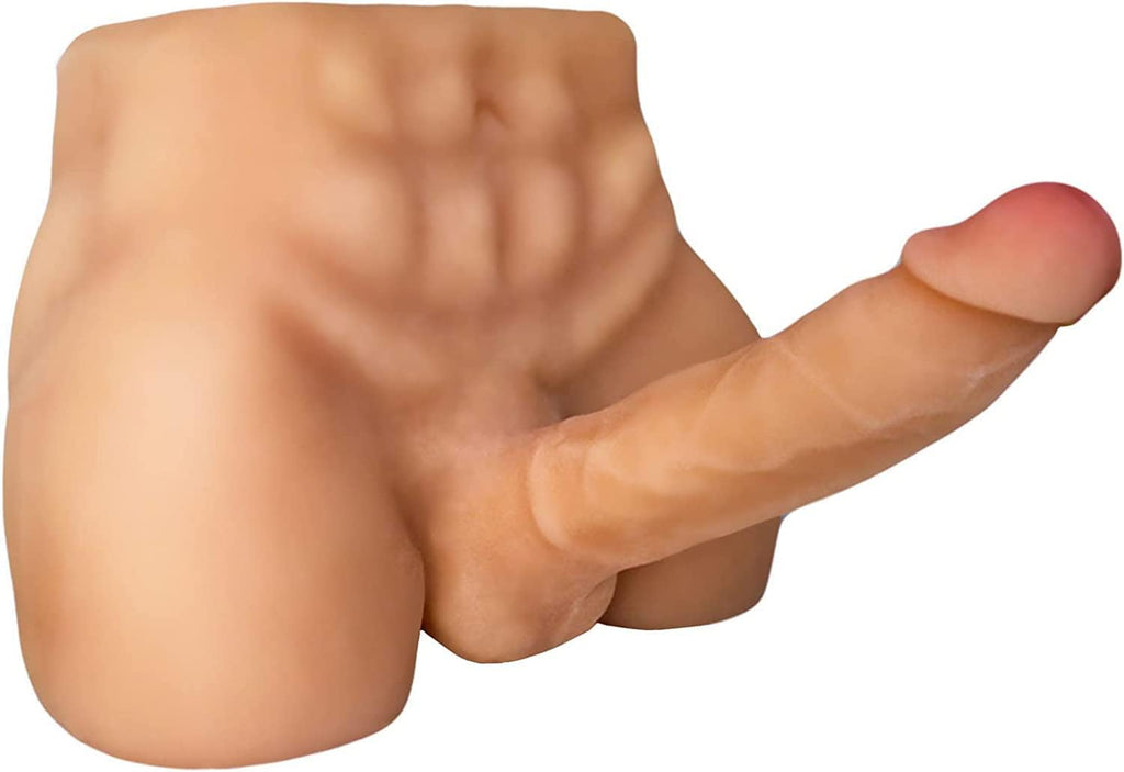 Men's Penis Torso Doll Female Sex Love Doll with Realistic Huge Dildo and Tight Anal for Women Masturbation Couple Sex Fun (11 x 8.2 x 4.7 Inches)