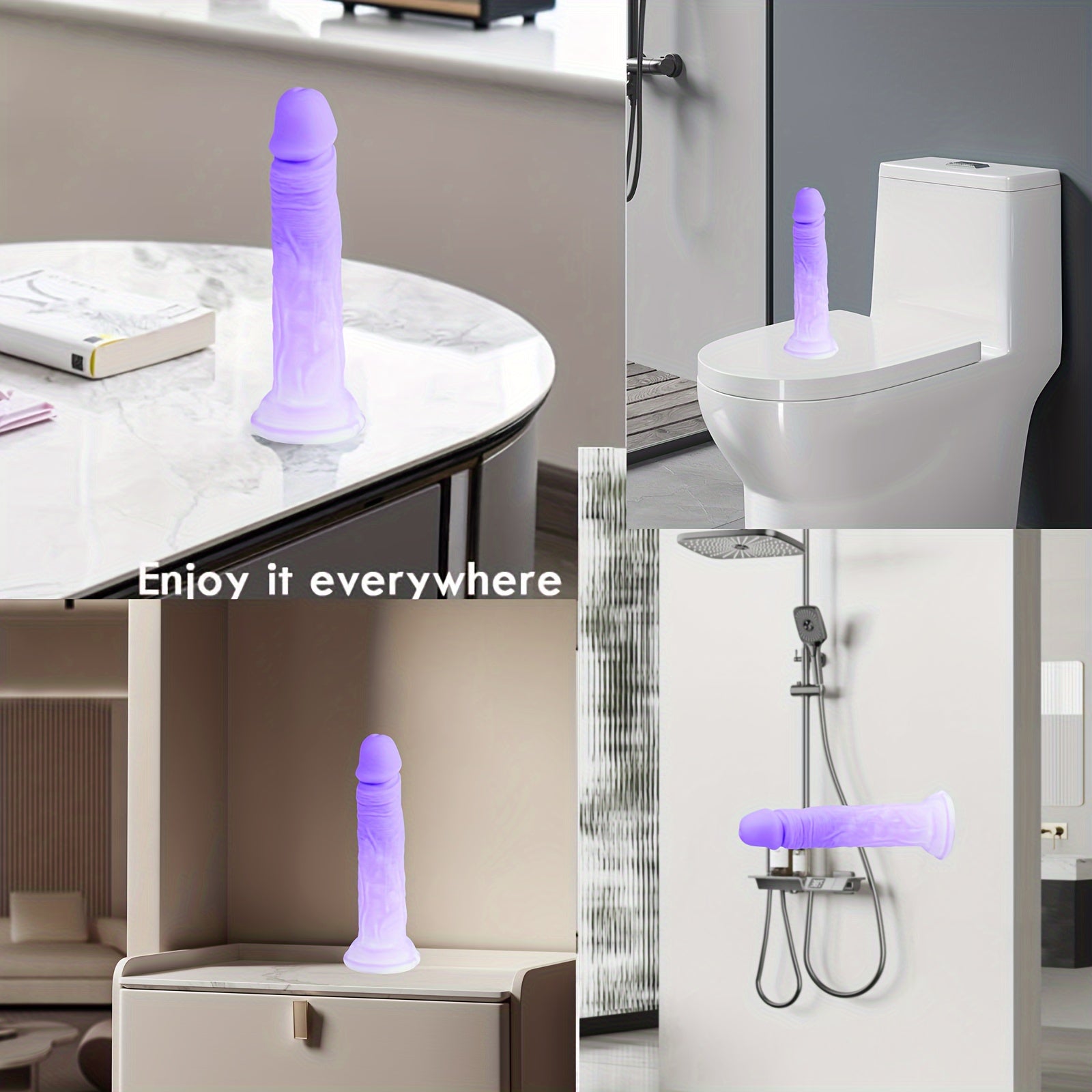 Dildo Waterproof Non-Latex Adult Sex Toy - Hands-Free Pleasure with Strong Grip for Play. Body-Safe Stimulation. Sustainable. No Power Required