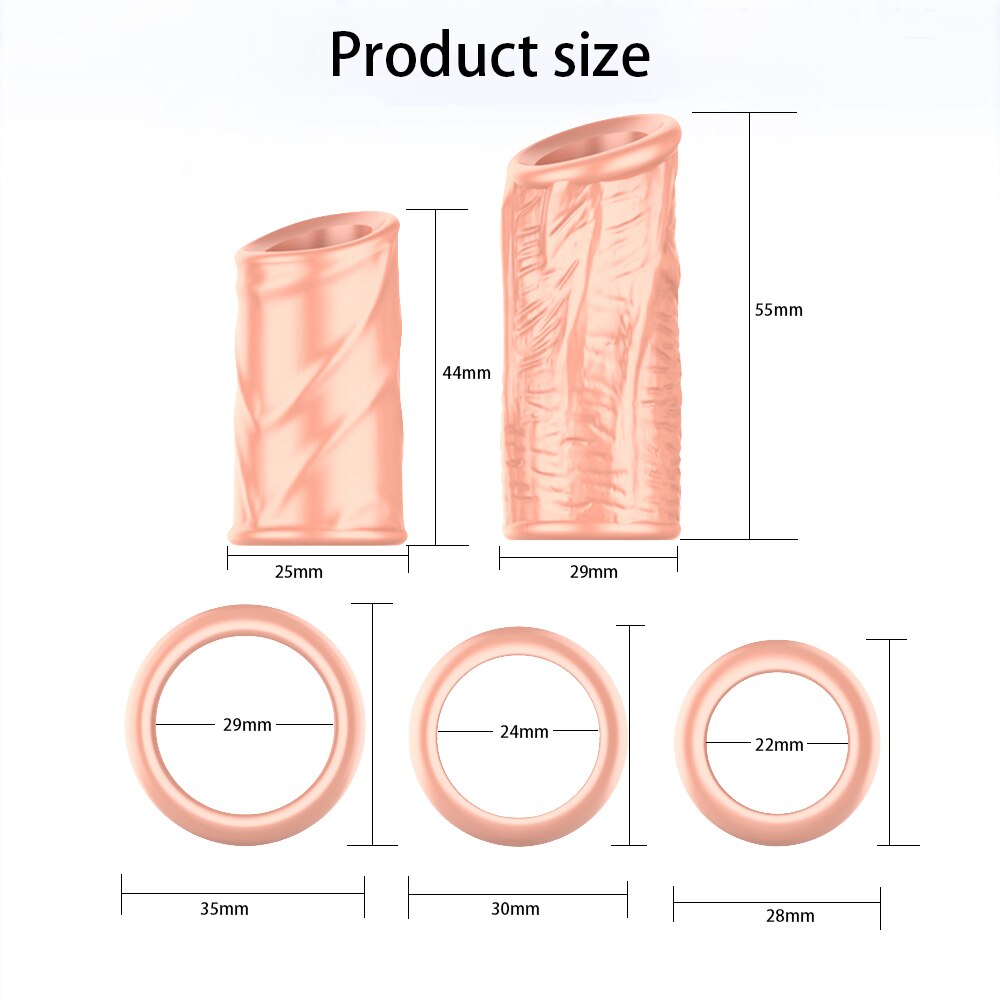 5PCS Foreskin Correction Penis Sleeve Cock Ring Glans Stimulate  Sex Toys for Men Delay Ejaculation Screw Shape Two Sizes