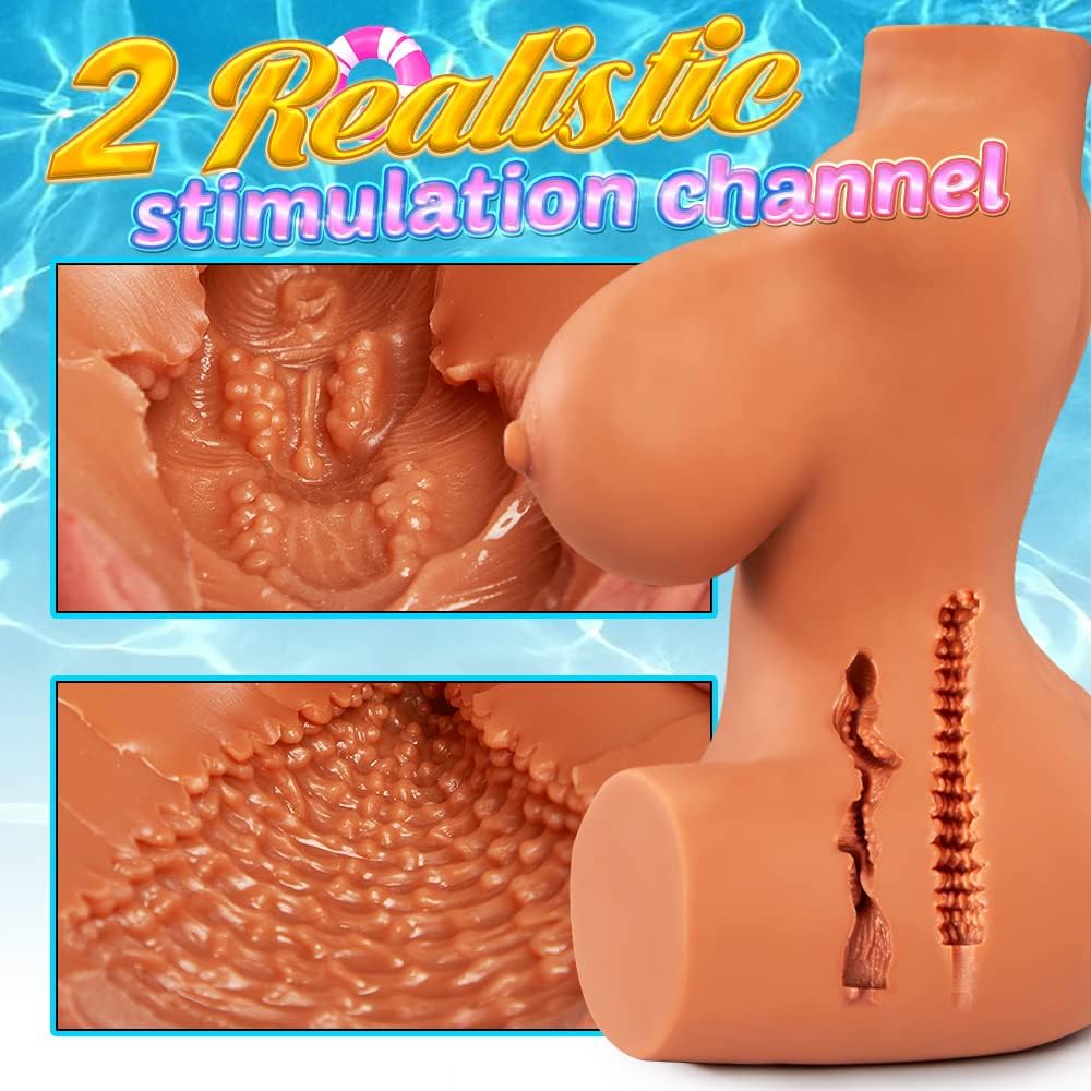 7.7LB Sex Doll. 3 in 1 Brown Big Boobs Pussy Ass Masturbator Toy with Realistic Vagina Anal. Lifelike Love Doll Pocket Pussy with Built-in Torso for Men Masturbation