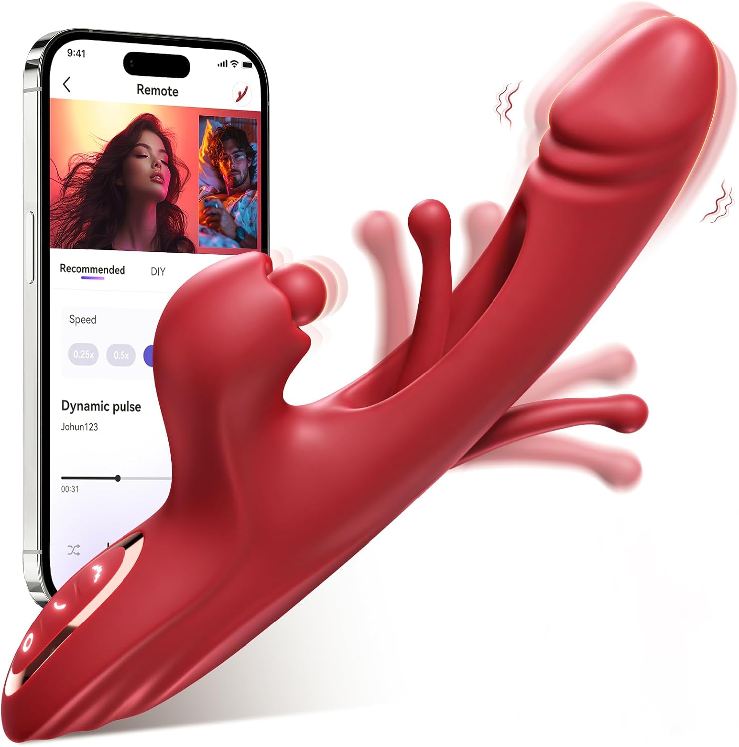 Vibrator Thrusting Dildo for Women Toendi G Spot Vibrator Clitoral Stimulator Sex Toys Dildos Vibrator with 10 Vibration 7 Thrust Mode with Licking. Rabbit Vibrators Adult Sex Toy for Women and Couple