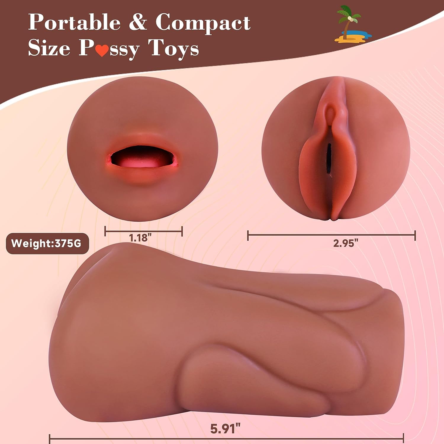 Sex Toys Male Pocket Pussies Sex Toy - Trio Pack of 3 Mouth Sex Doll. Vagina Blowjob Male Masturbator. Anal Flesh Light. Silicone Stroker for Mens Pleasure. Consoladores Sex Toys for Men