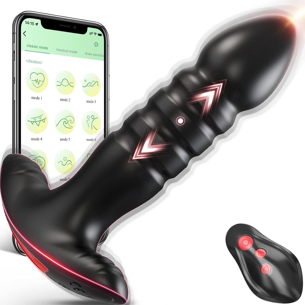 Anal Plug Vibrator พร้อมแอปควบคุม อุปกรณ์ช่วยกระตุ้นความต้องการทางเพศสำหรับผู้ชายและผู้หญิง - เครื่องนวดต่อมลูกหมากพร้อมโหมดการสั่น 7 แบบ อุปกรณ์ช่วยกระตุ้นก้นสำหรับผู้ชายและผู้หญิง (สีดำ)
