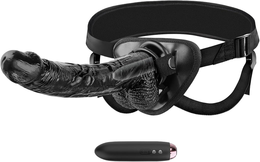 Strap-on Realistic Vibrating Dildo Wearable Harness with Bullet Vibrator. Detachable Silicone G Spot Stimulator. Vagina Massager Female Masturbator Sex Toys for Women Lesbian Couple (Flesh)
