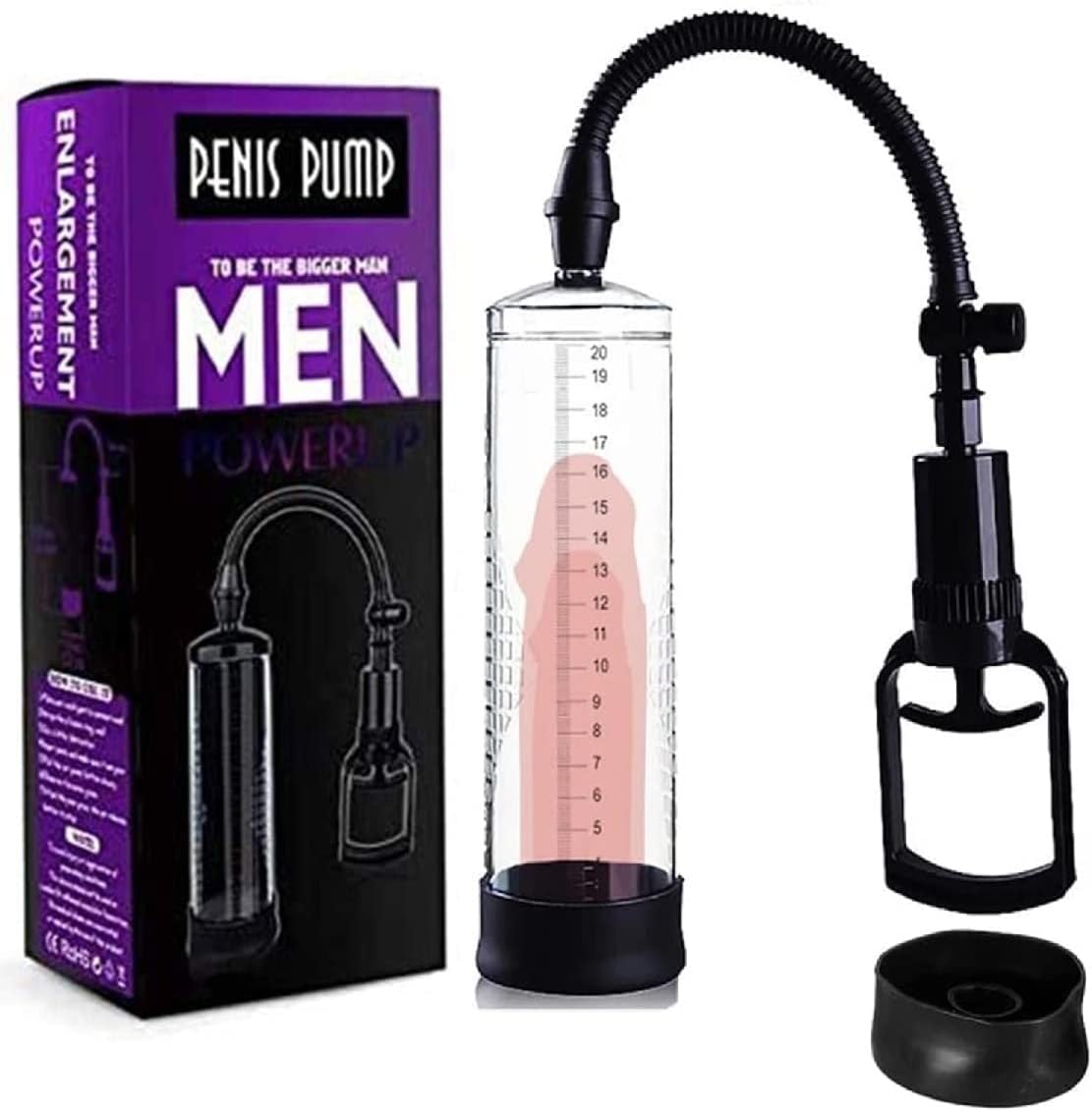 Men's Vacuum Pump Plus Pump Men's Enhanced Growth Pump 118511T Pen Cup Stable Professional Set Solid Vacuum Pump Home Performance Pump (Transparent/BB)