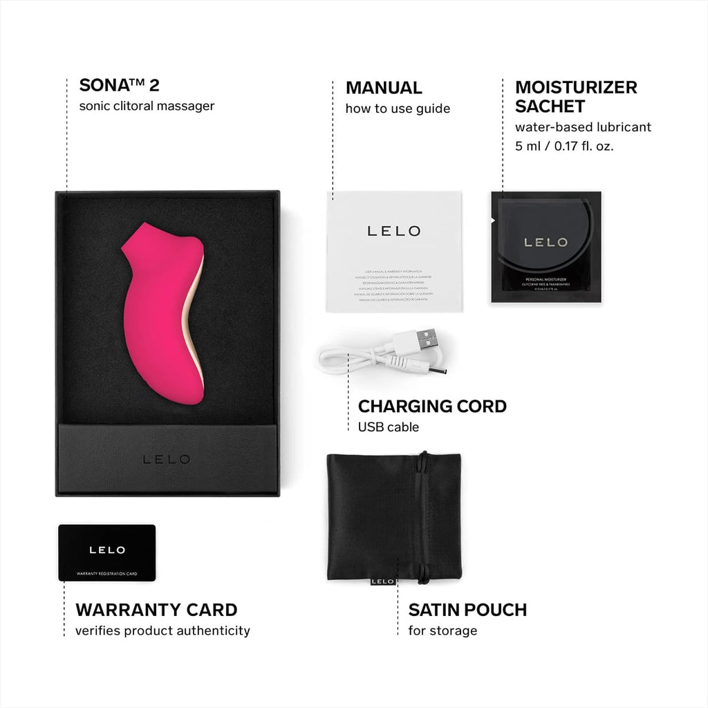 LELO SONA 2 Sonic Waves Clit Sucker. Waterproof Clit Vibrator Oral Stimulator Vibrator for Women for Deeper Satisfaction. Cerise