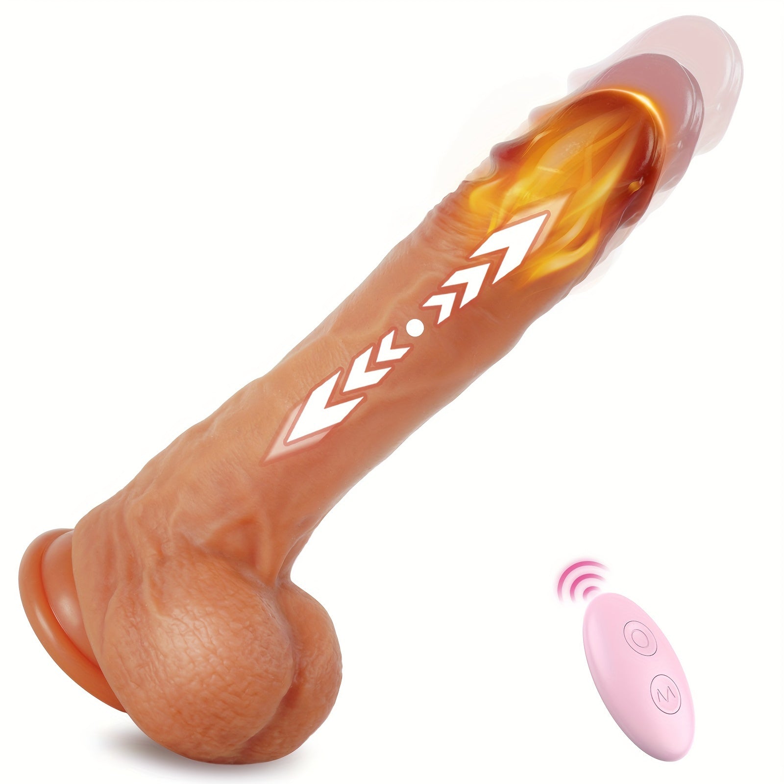 Thrusting Dildo Vibrator Sex Toys - 8.8 3IN1Heated Realistic G-Spot Anal Vibrating Dildo with 3 Telescopic & 5 Vibration Modes Adult Toy. Strap on Thick Silicone Dildos for Women Couples