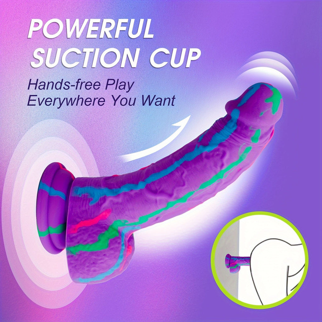 Realistic 8.2 Liquid Silicone Dildo with Suction Cup - Stimulate G-spot. Hands-free Play. Non-Latex. Waterproof