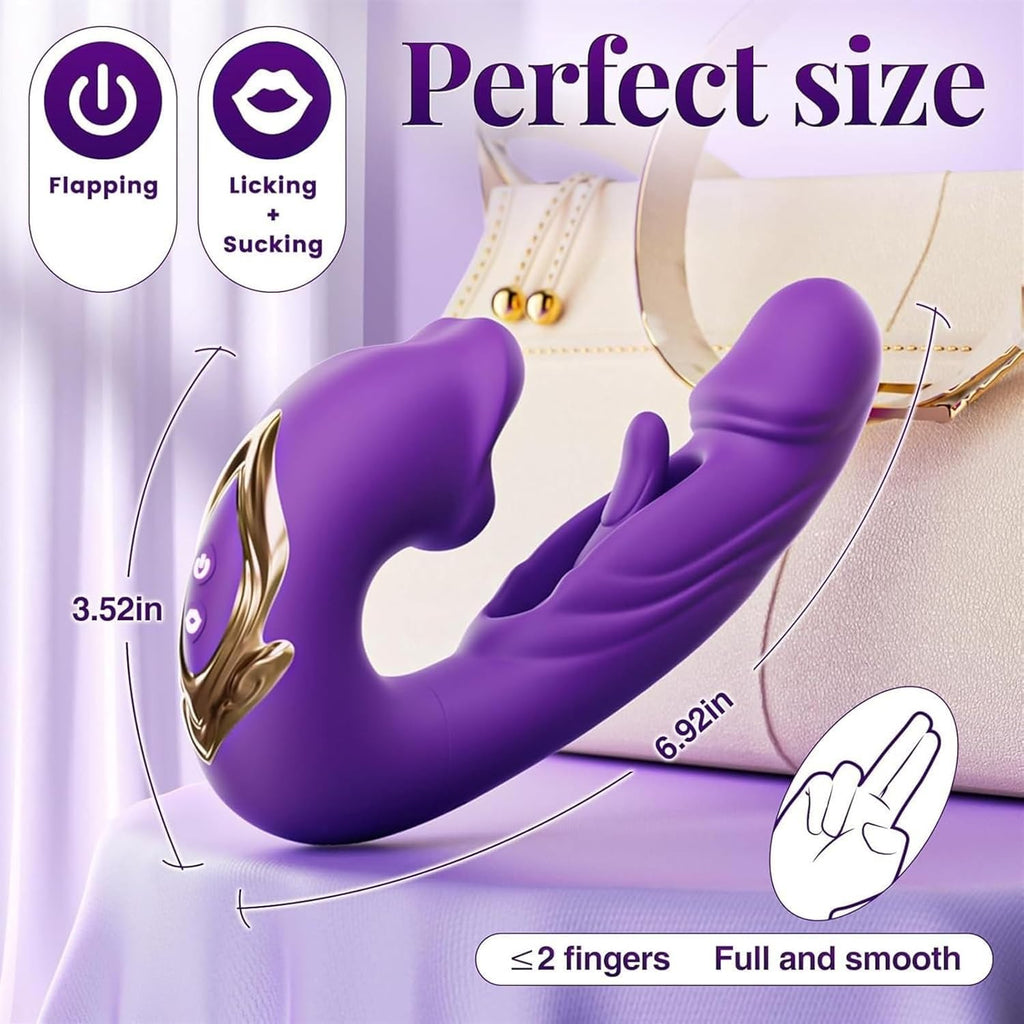 3 in 1 Tongue Licking Finger Flapping G Spot Dildo Vibrator Sex Toys for Women Clitoral Stimulation Massager Adults Masturbator
