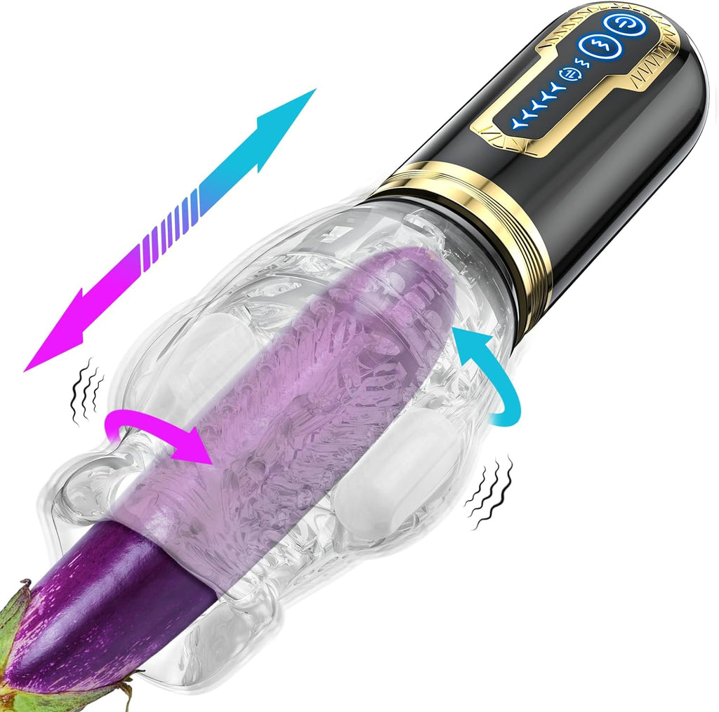 Automatic Blowjob Male Masturbator. Adult Sex Toys for Men. 7 Vibrating & 5 Rotating & 5 Thrusting Modes with Penis Stimulation. Rotating Male Masturbation Pocket Pussy for Men Pleasure Realistic