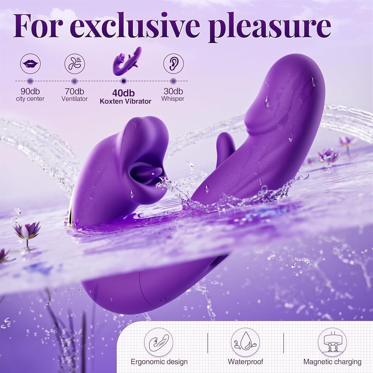 เครื่องนวดสั่น G-Spot สำหรับผู้หญิง 3 in 1 แบบเลียลิ้นพร้อมที่กระตุ้นคลิตอริสสำหรับผู้ใหญ่