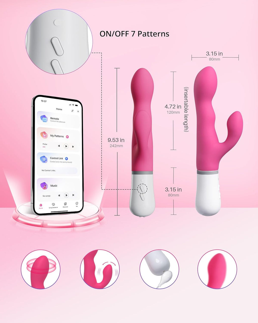 LOVENSE Nora Rabbit Vibrator with APP Control. Pink Vibrator Rabbit with Dual Motor. Clitoral Stimulator Dildo Massager. Sex Toys for Women with Smartphone Wireless