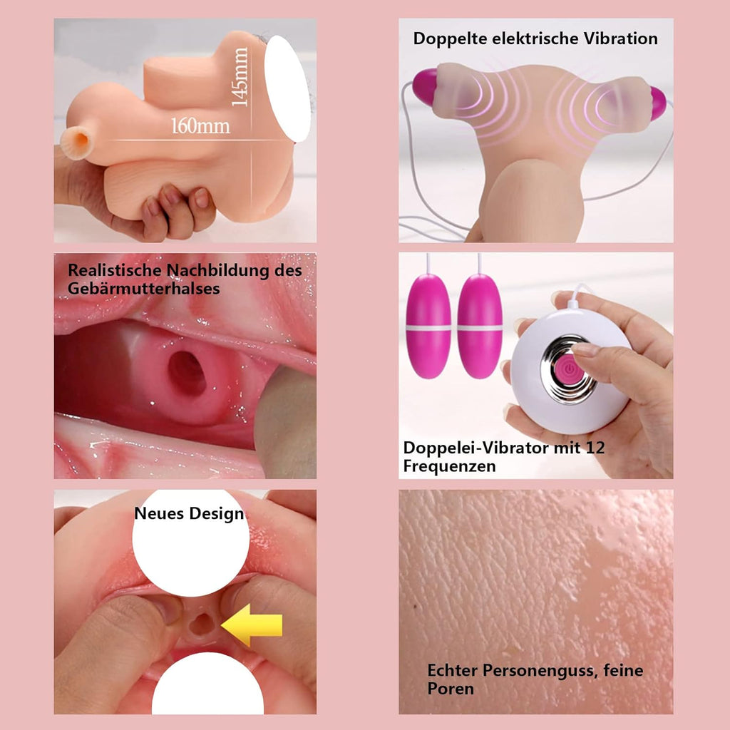 Vibrating Womb Masturbator. Male Masturbators Pocket Pussy Realistic Stroker Lifelike Vaginal Oral Sex Toys for Man Masturbation
