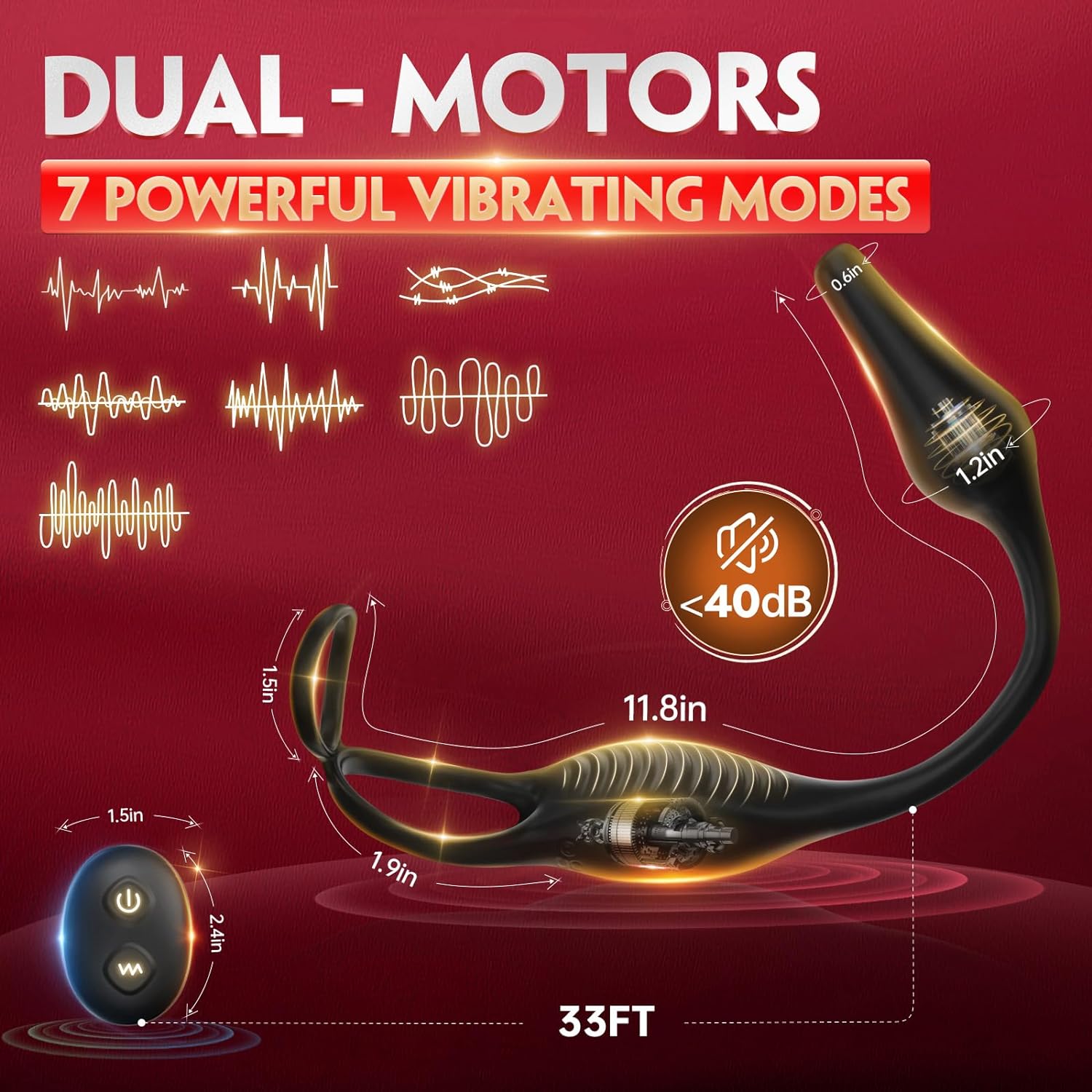 Male Sex Toys for Men Prostate Massager - 4 in 1 Vibrating Cock Ring Penis Ring with Remote Control. 7 Modes Anal Toys Butt Plug G Spot Vibrator Dildo Vibrating Anal Plug Adult Sex Toy for Couples Men
