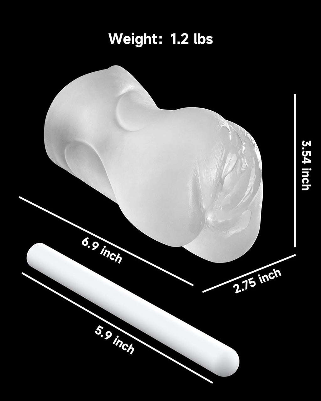 3 in 1 Male Masturbator Realistic Pocket Pussy with Drying Stick & Waterproof Storage Bag. Onahole Double-Ended Male Sex Toy Mouth Tongue Textured Vagina & Tight Anus for Men Masturbation(Clear)