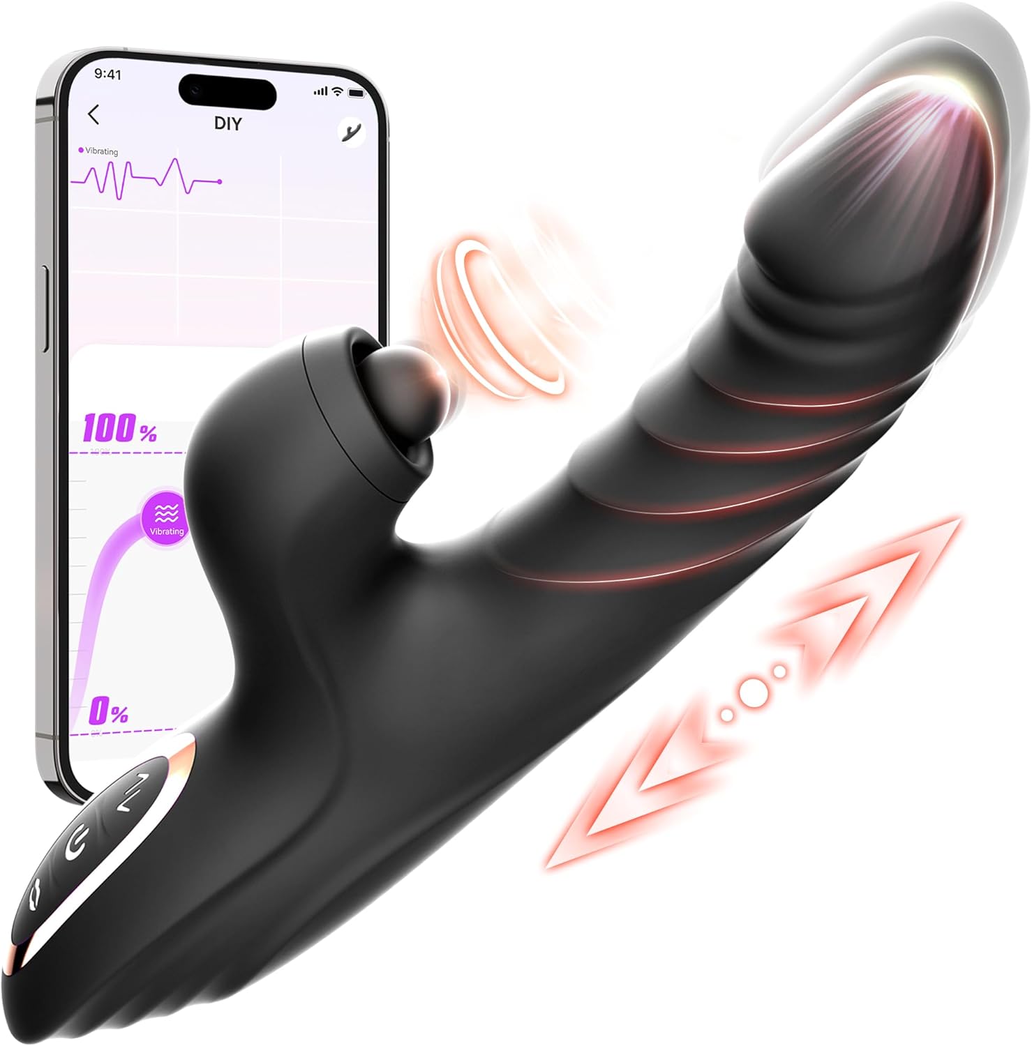 Vibrator Thrusting Dildo for Women Toendi G Spot Vibrator Clitoral Stimulator Sex Toys Dildos Vibrator with 10 Vibration 7 Thrust Mode with Licking. Rabbit Vibrators Adult Sex Toy for Women and Couple