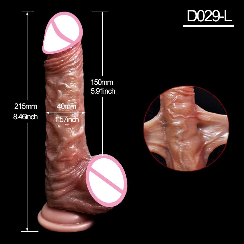 8.5นิ้วสมจริง Penis สำหรับผู้หญิงเลื่อน Foreskin Dildo ดูดถ้วย Dildos หญิง Masturbator Big Dick ผู้ใหญ่ Anal เซ็กซ์ทอย Shop
