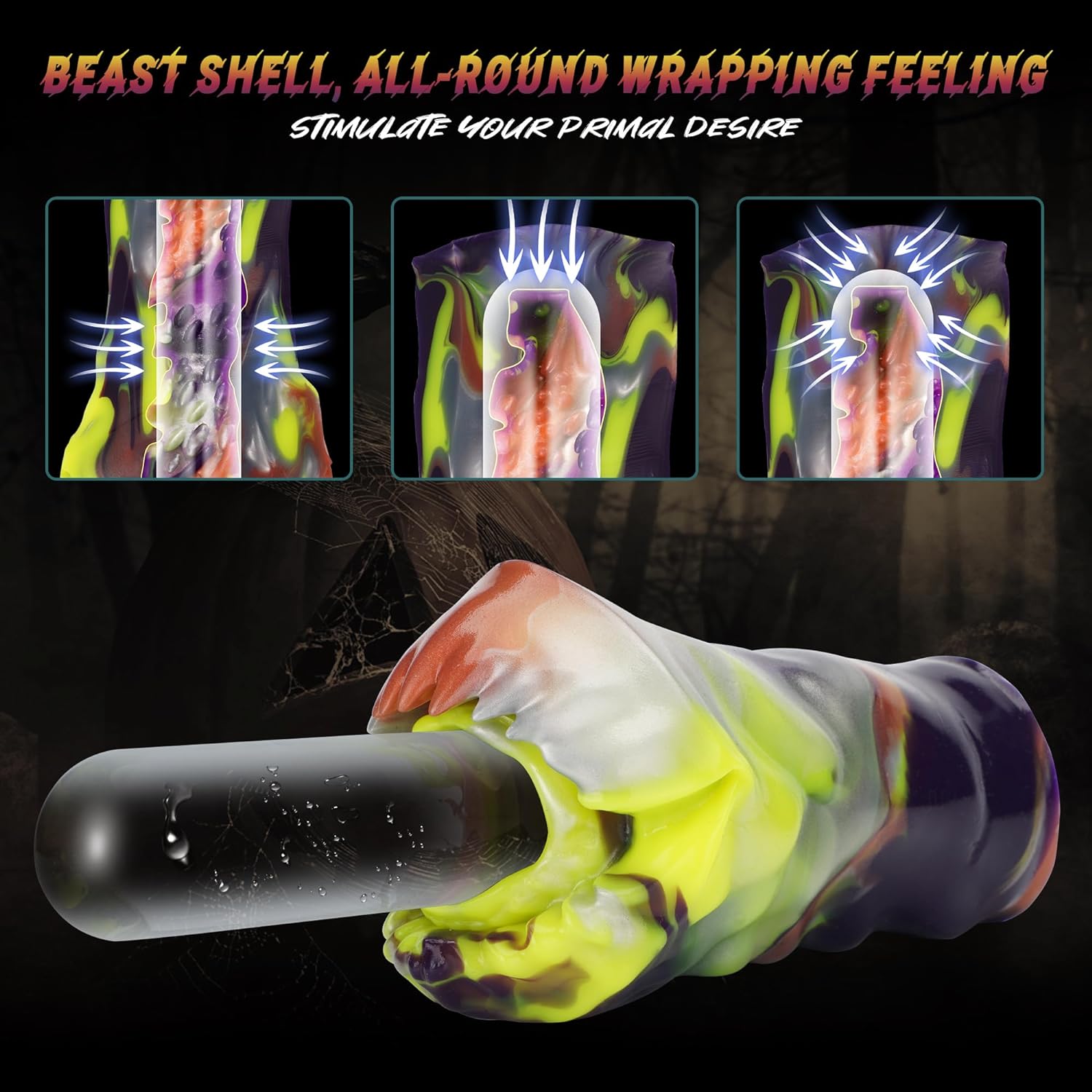 Sex Toys Male Masturbation Cup for Men - Colorful Mens Masturbators Stroker Monster-Like Shape. Realistic Vagina Textured Structure Masterburbater. Perfect for Gay Men Penis Glans Training & Blowjob