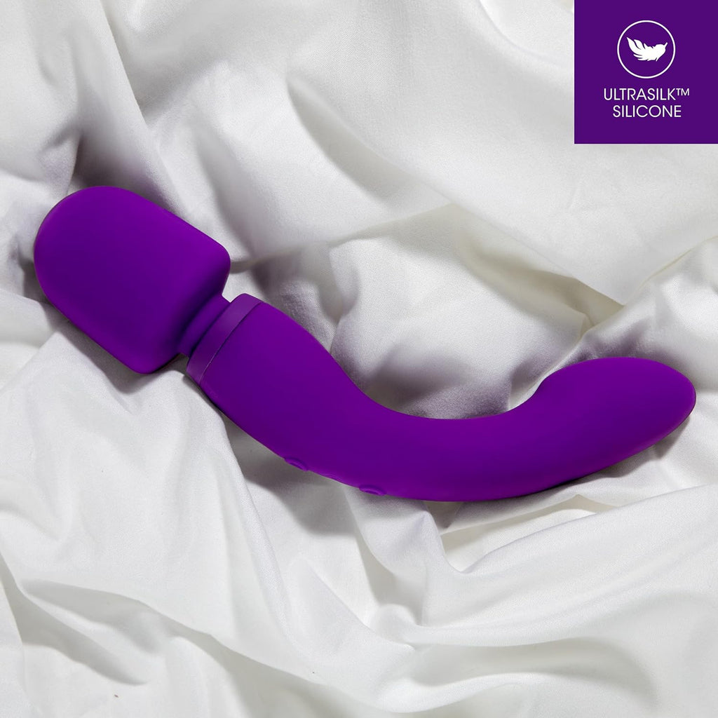 Blush Wellness Dual Sense - Innovative Touch Sensitive Ultra Soft Silicone Massage Wand - Target Sore Muscles- 10 Powerful Rumbly Vibration Functions On Both Ends of Massager - IPX7 Waterproof