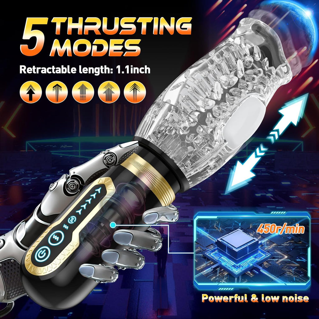 Automatic Blowjob Male Masturbator. Adult Sex Toys for Men. 7 Vibrating & 5 Rotating & 5 Thrusting Modes with Penis Stimulation. Rotating Male Masturbation Pocket Pussy for Men Pleasure Realistic