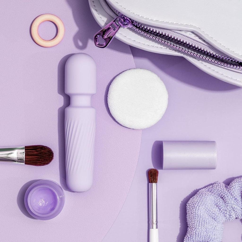 Mini Personal Massager - Travel Bag Included - Waterproof. Quiet. Powerful & USB Rechargeable with 10 Vibration Modes (Light Purple)