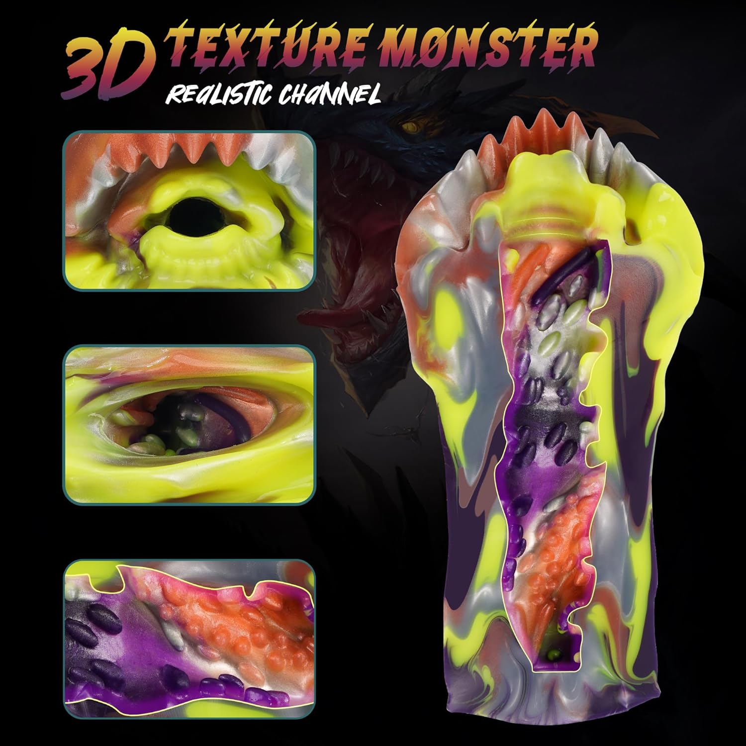 Sex Toys Male Masturbation Cup for Men - Colorful Mens Masturbators Stroker Monster-Like Shape. Realistic Vagina Textured Structure Masterburbater. Perfect for Gay Men Penis Glans Training & Blowjob