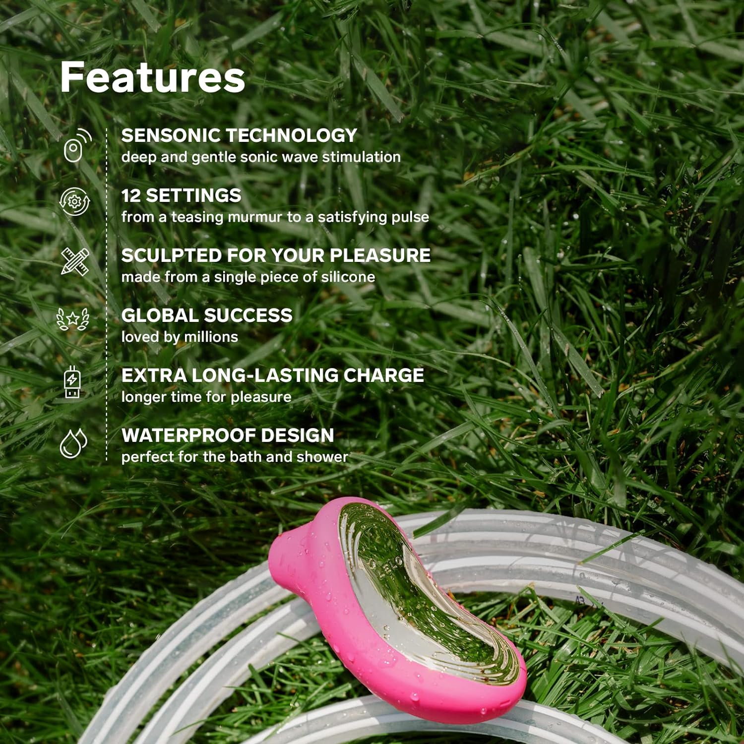 LELO SONA 2 Sonic Waves Clit Sucker. Waterproof Clit Vibrator Oral Stimulator Vibrator for Women for Deeper Satisfaction. Cerise