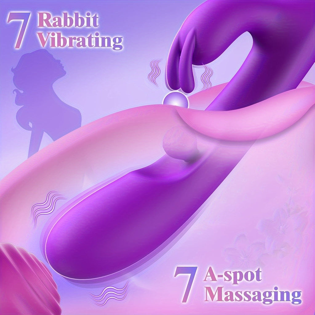 G Spot Vibrator Sex Toys-3 In 1 Adult Sex Toys With 10 Rubbing & 7 Vibrating & 7 Massaging. Clitoral Stimulator Dildo Rabbit Vibrators Women Sex Toy For Female And Couples Pleasure. Violet
