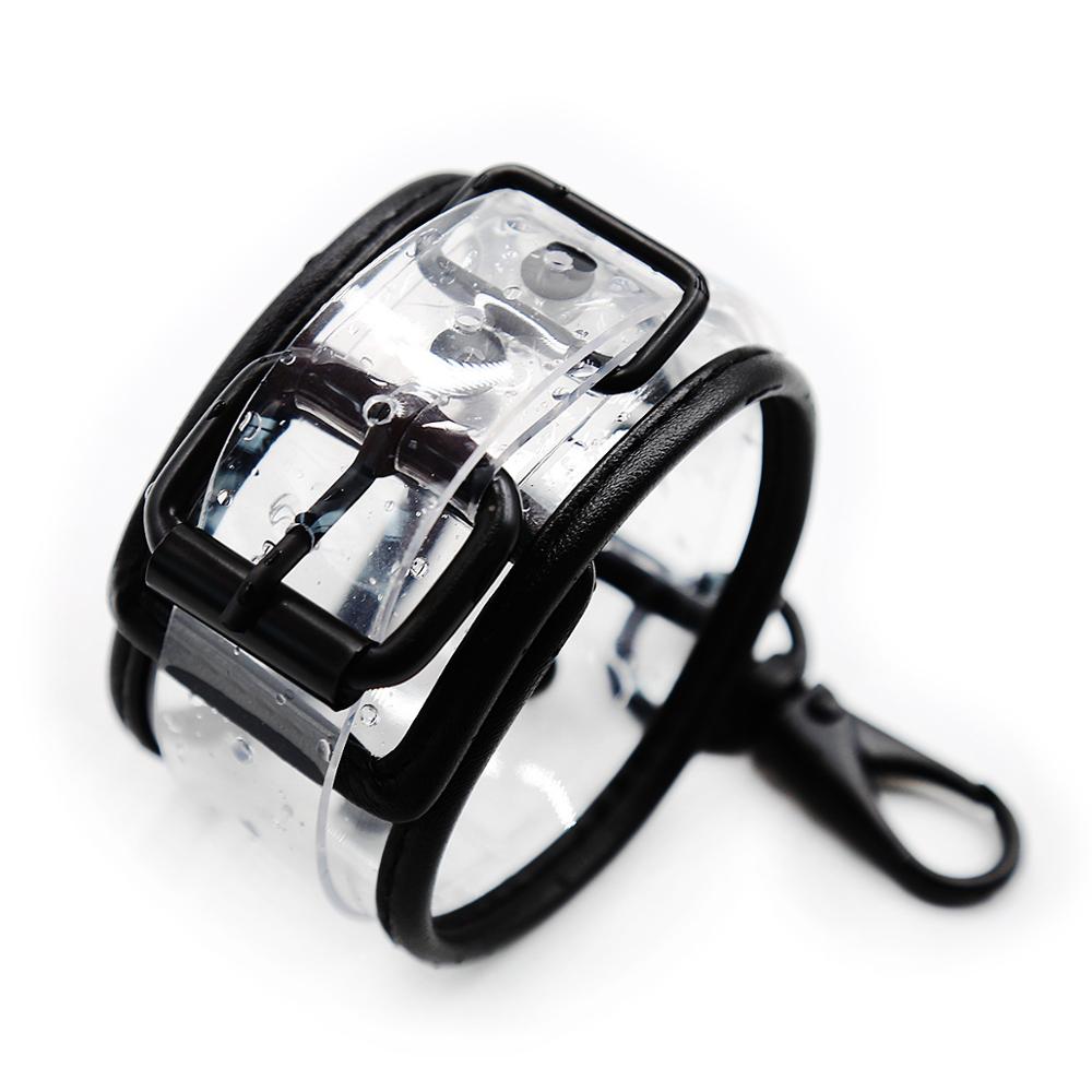กุญแจมือข้อเท้าปกคอโซ่พันธนาการ BDSM แบบปรับได้โปร่งใส PVC ของเล่นทางเพศสำหรับคู่รัก