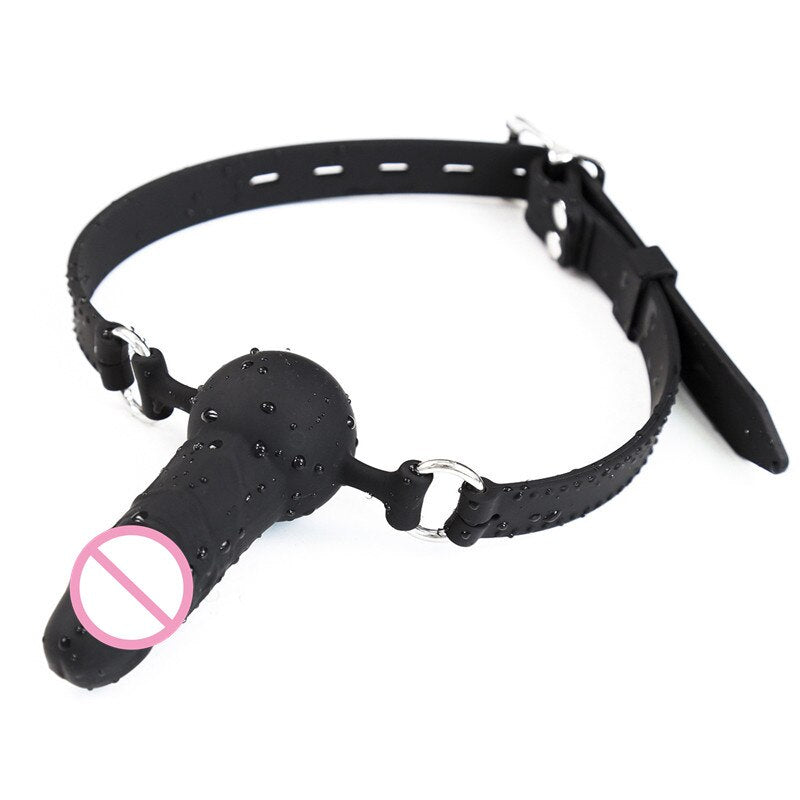 Adult Games Strapon Dildo Head Strap on Sex Toys for Couples Silicone Dildos Oral Fixation SM Bondage Realistic Penis Mouth Gag